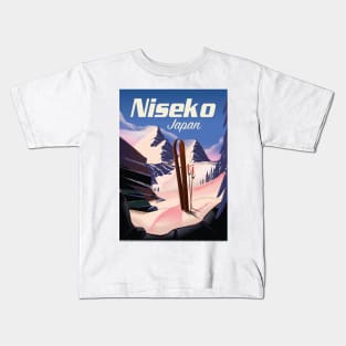 Niseko Hokkaido vintage style ski poster Kids T-Shirt